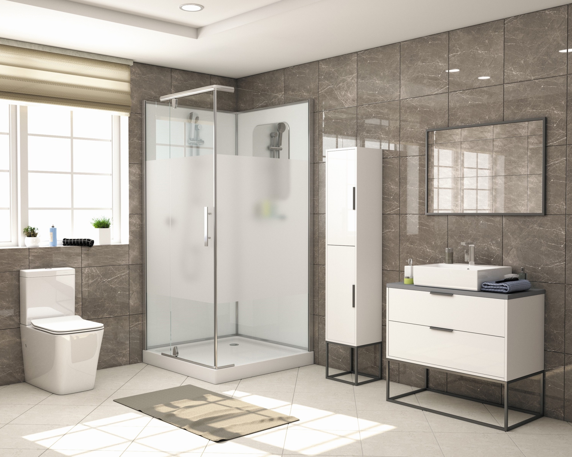 Душевая кабина без крыши Grossman  GR170QL квадратная   100x100 стекла прозрачные с узором, профиль хром