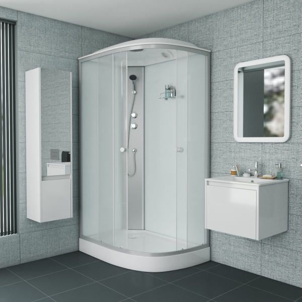 Душевая кабина с крышей Niagara Eco NG-4312-14R асимметричная  120x80 стекла матовые, профиль матовый хром