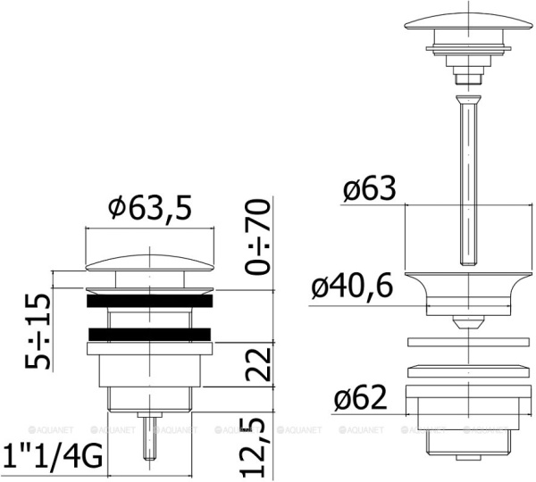 Донный клапан Paffoni ZSCA050HGSP