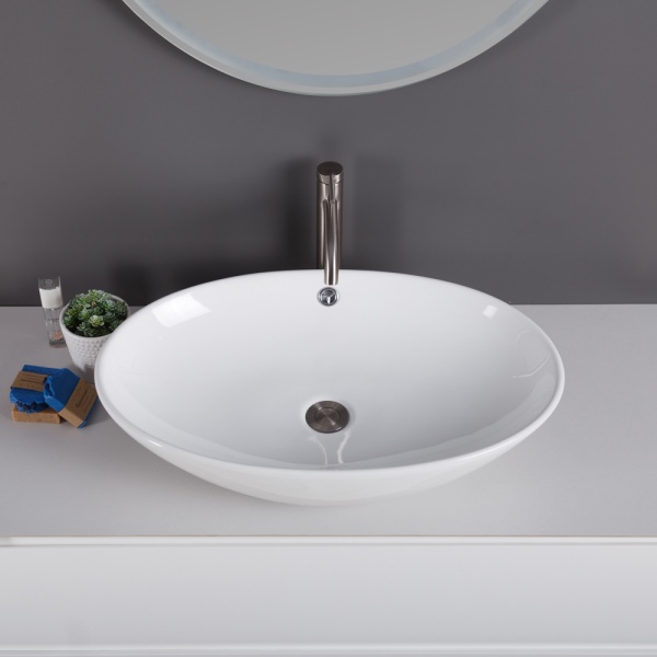 Раковина накладная овальная BelBagno  BB1104 фаянс цвет белый