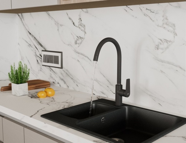 Смеситель для кухни D&K Bayern.Furth DA1522405 без подключения к фильтру черный