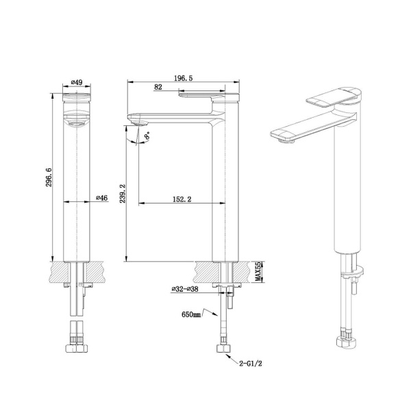 Смеситель для раковины Bravat Eddie F1369402BW-A9-ENG черный