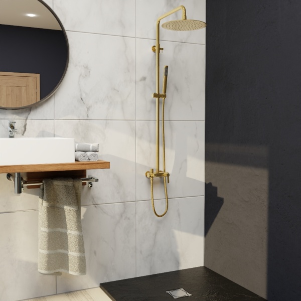 Душевая система со смесителем RGW Shower Panels 51140131-06 монтаж настенная без термостата золото