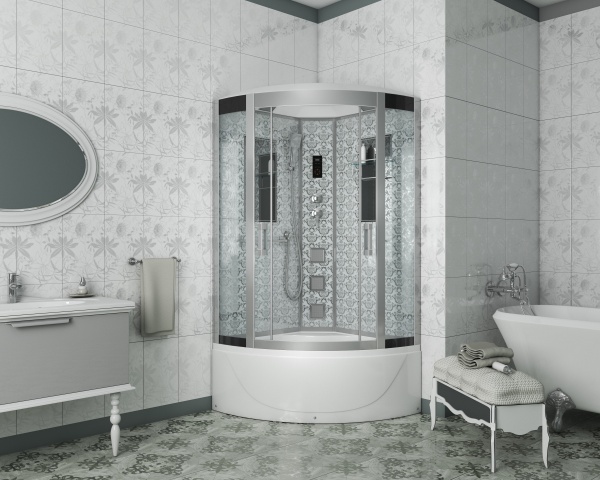 Душевая кабина с крышей Niagara Luxe 7790W четверть круга   стекла , профиль черный