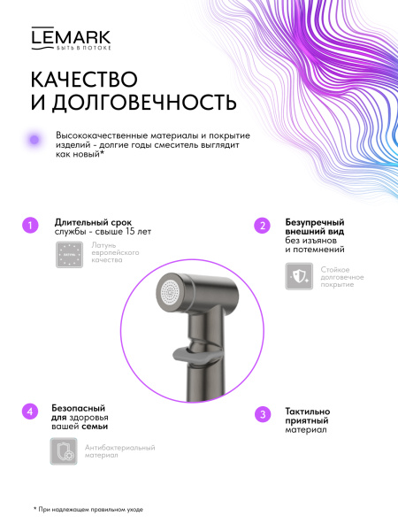 Гигиенический душ Lemark Siberia LMF-7058B-GM встраиваемый в стену графит