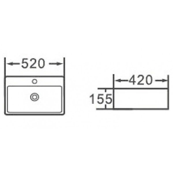 Раковина  прямоугольная Esbano CIRCON-52 ESRNCIRC52MB фаянс цвет черный матовый