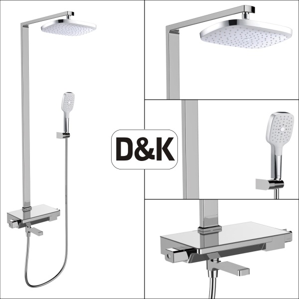 Душевая система со смесителем D&K Bayern DA2183716G15 монтаж настенная с термостатом хром