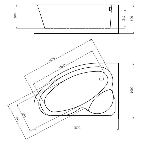 Акриловая ванна Gemy  G9009 B L 150x100