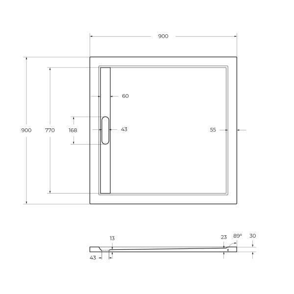 Душевой поддон низкий Cezares Tray TRAY-AS-A-90-30-W квадратный литьевой мрамор 90x90 белый