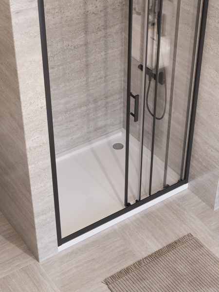 Душевая дверь BelBagno Uno UNO-195-BF-3-120-C-NERO 120 см стекла прозрачные, профиль черный матовый