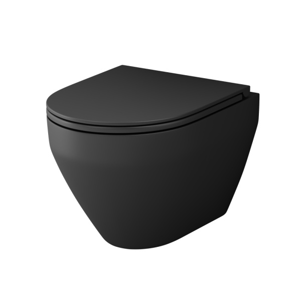 Унитаз подвесной Am.Pm Spirit V2.0 C701700MBSC Rimless дюропласт фарфор нержавеющая сталь черный матовый