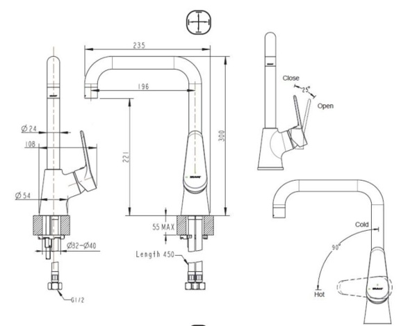 Смеситель для кухни Bravat Eco F7111147C-1 без подключения к фильтру хром