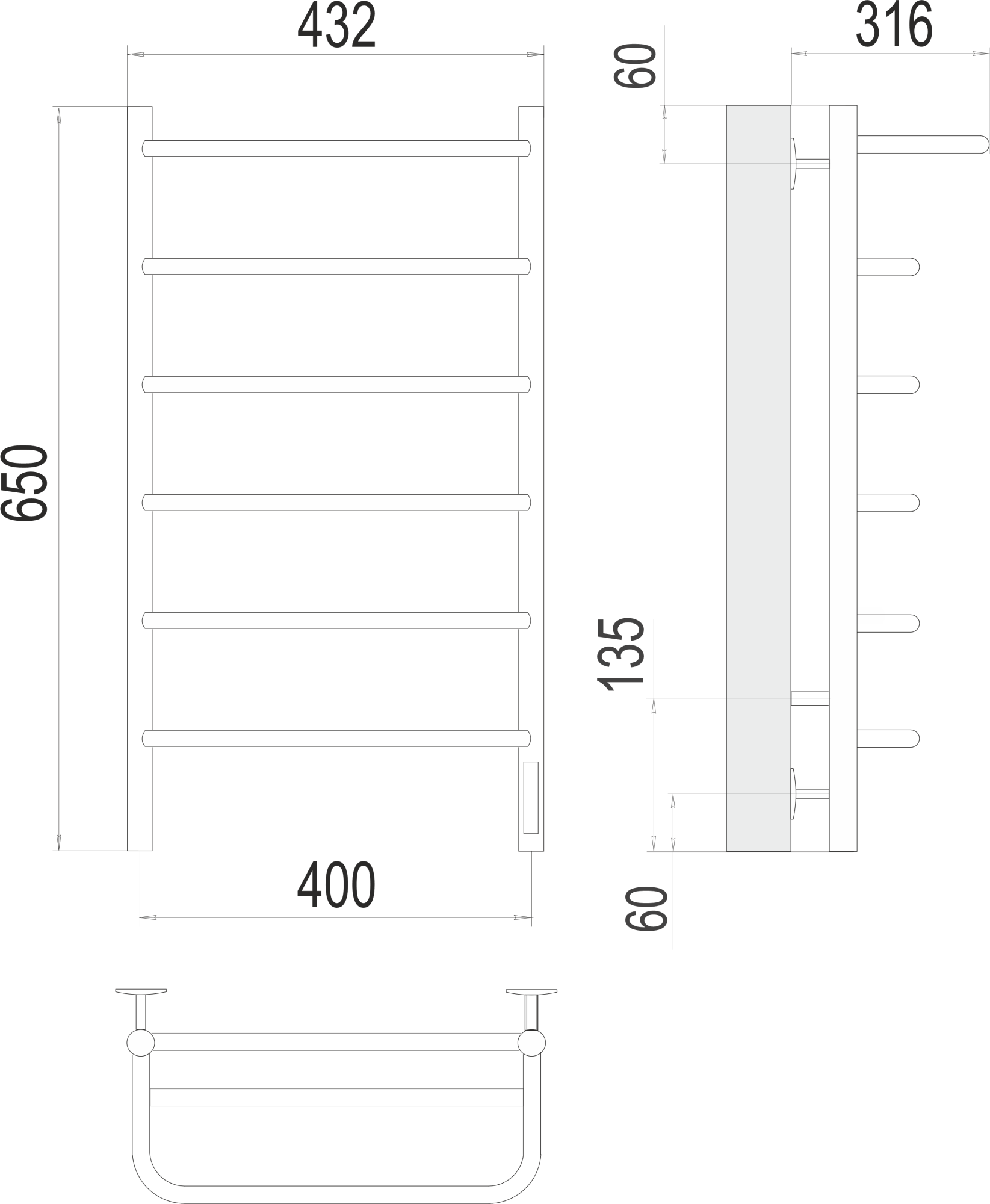 Полотенцесушитель электрический Terminus Полка П6  40x65 4670078531421 хром
