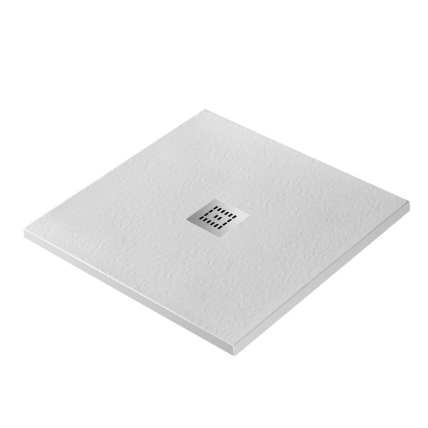 Душевой поддон низкий BelBagno Uno TRAY-MR-UNO-A-90-35-W-CR квадратный литьевой мрамор 90x90 белый