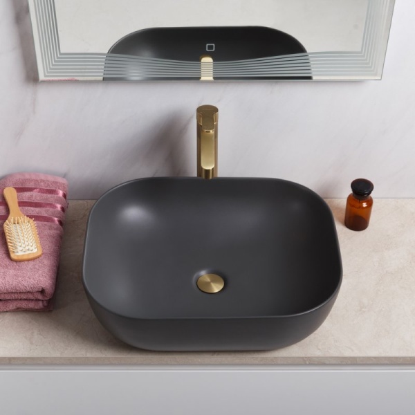 Раковина накладная прямоугольная BelBagno  BB1302-H311 фаянс цвет темно-серый матовый