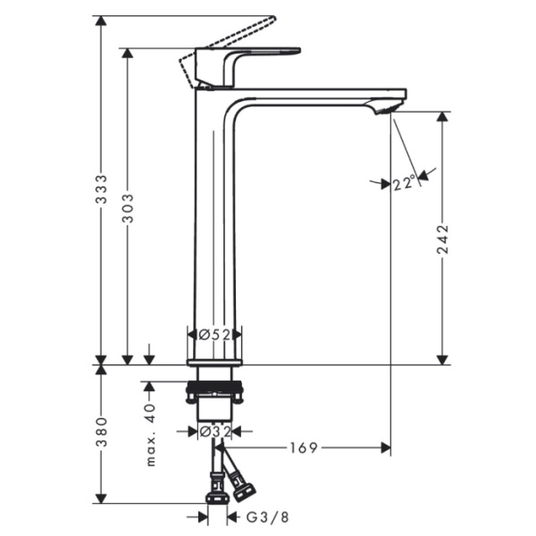 Смеситель для раковины Hansgrohe Rebris S 72582000 хром