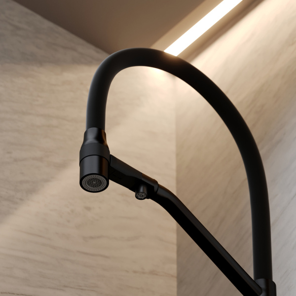 Смеситель для кухни Sancos Orta SC4008MB с подключением к фильтру матовый черный/черный