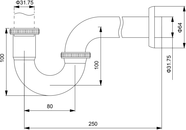 Сифон для раковины TIMO 961/03L, черный