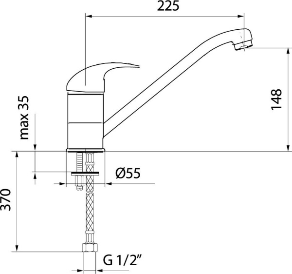 Смеситель для кухни Webert Sax SX920102015 без подключения к фильтру хром