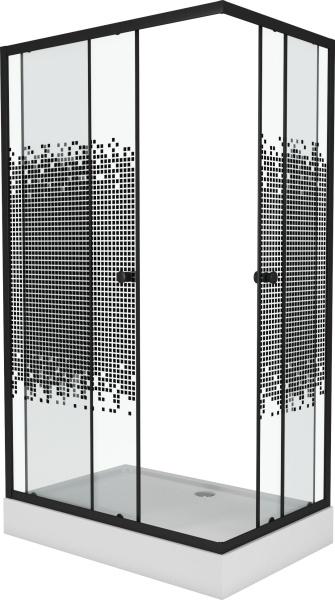 Душевой угол Niagara Eco NG-012-14QBLACK 120x80 стекла прозрачные с узором, профиль черный