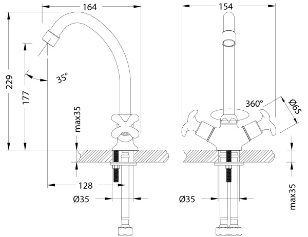 Смеситель для кухни Lemark Flora LM0104C без подключения к фильтру хром