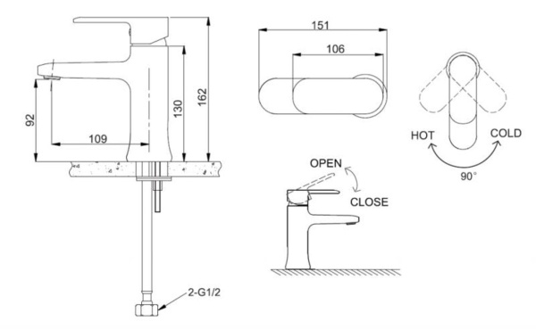 Смеситель для раковины Bravat Opal F1125183CP-RUS хром