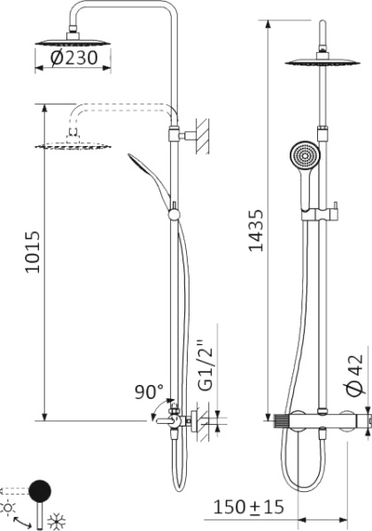 Душевая система со смесителем Cezares Leaf LEAF-CDA-23-01 монтаж   