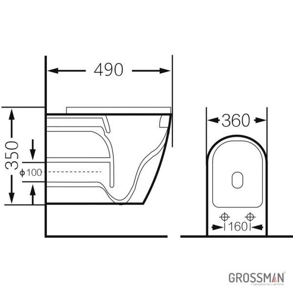 Унитаз подвесной Grossman Color GR-4455SWS Rimless фаянс серебро-белый