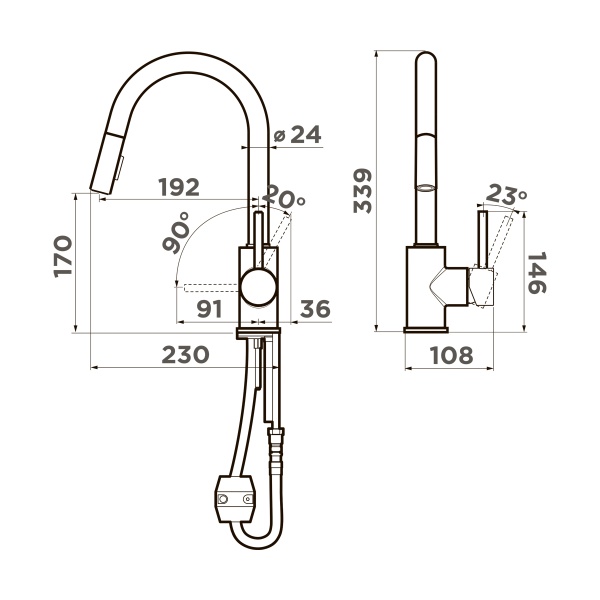 Смеситель для кухни Omoikiri Shinagawa-SB 4994458 без подключения к фильтру хром