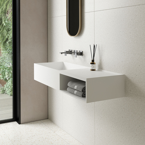 Раковина подвесная прямоугольная Vincea Solid Surface VWB-6S180MW искусственный камень цвет белый матовый
