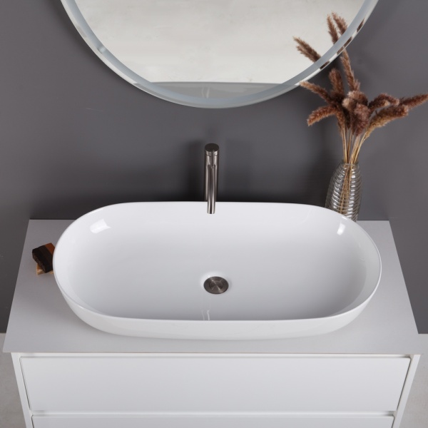 Раковина накладная овальная BelBagno  BB1349 фаянс цвет белый
