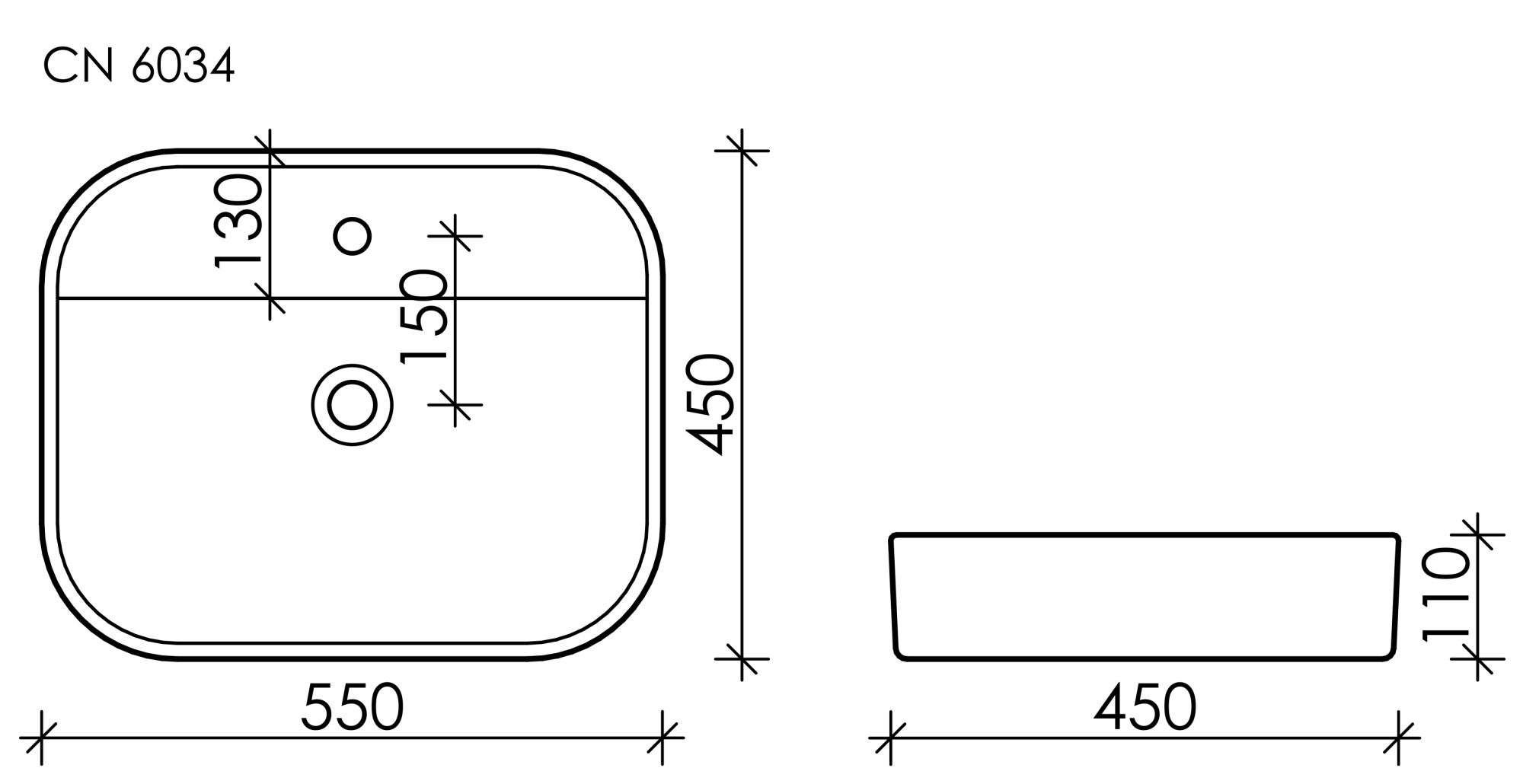 Раковина накладная прямоугольная Ceramica Nova Element CN6034 фарфор цвет белый