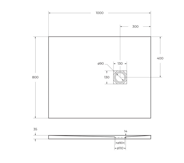 Душевой поддон низкий BelBagno Uno TRAY-MR-UNO-AH-100/80-35-W-BO прямоугольный литьевой мрамор 100x80 белый