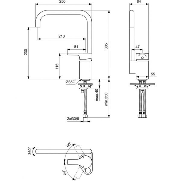 Смеситель для кухни Ideal Standard Active B8084AA без подключения к фильтру хром