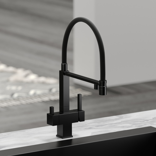 Смеситель для кухни Sancos Moro SC4006MB с подключением к фильтру матовый черный/черный