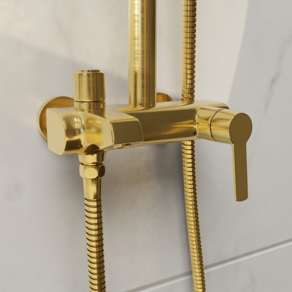 Душевая система со смесителем RGW Shower Panels 51140131-06 монтаж настенная без термостата золото