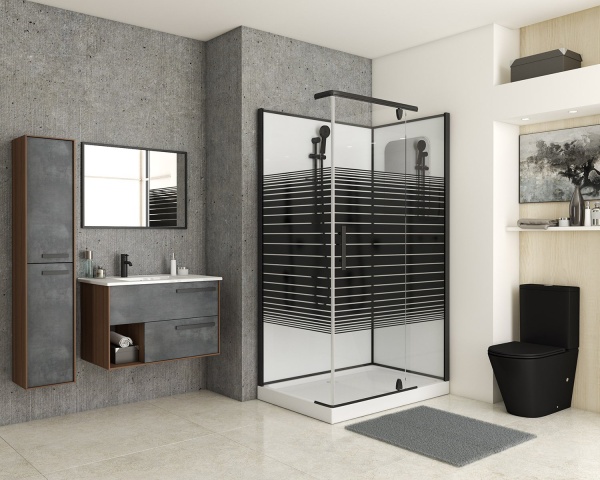 Душевая кабина без крыши Grossman  GR272QR прямоугольная   стекла , профиль черный
