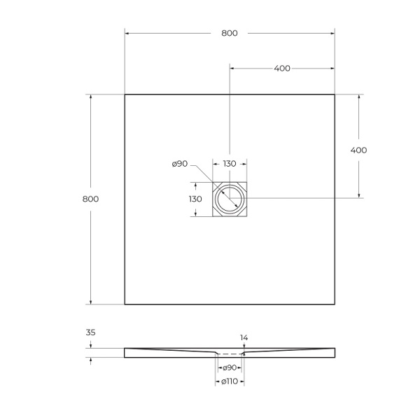 Душевой поддон низкий BelBagno Uno TRAY-MR-UNO-A-80-35-W-BO квадратный литьевой мрамор 80x80 белый