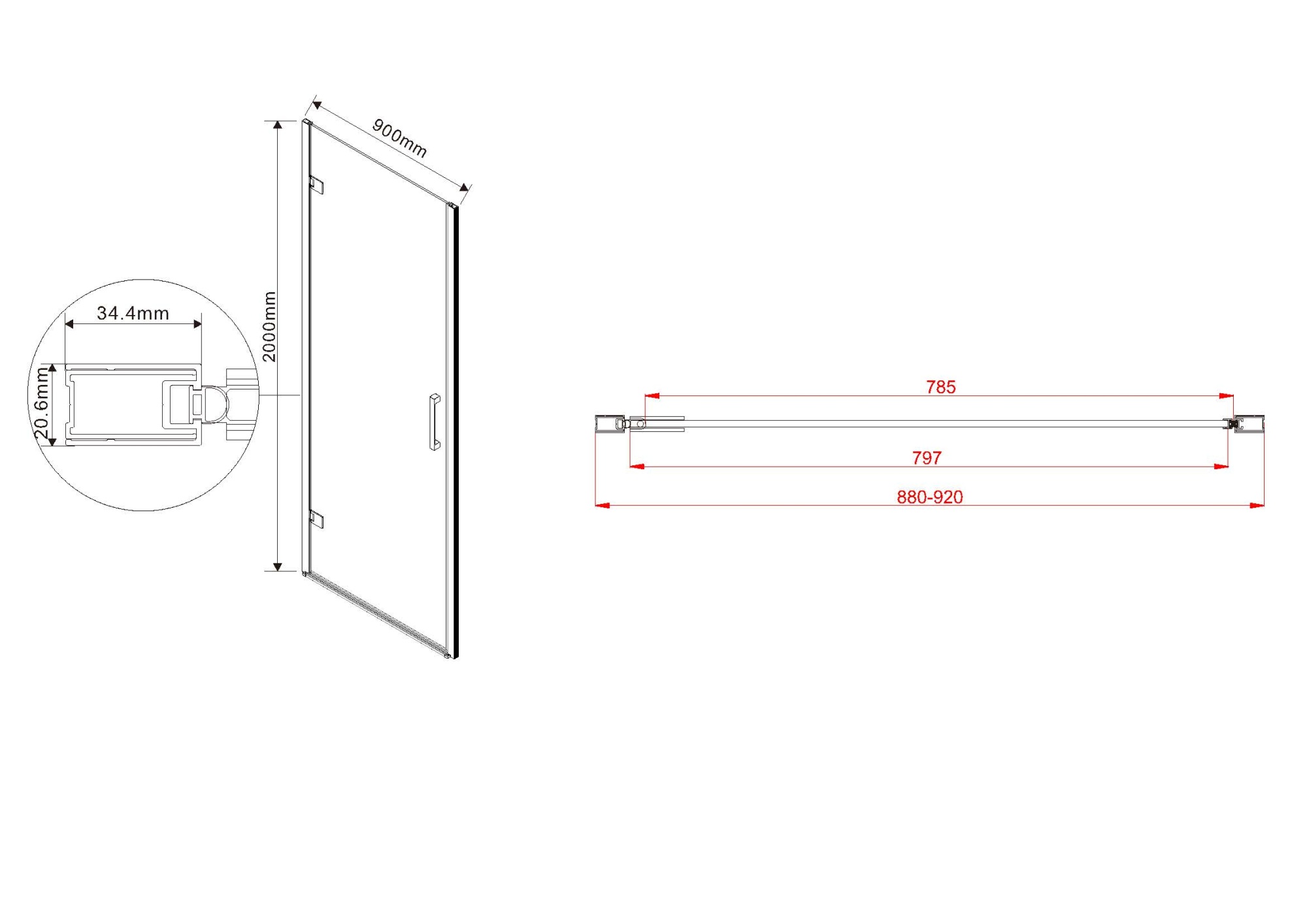 Душевая дверь Vincea Flex VDP-1F900CG 90 см стекла тонированные, профиль хром