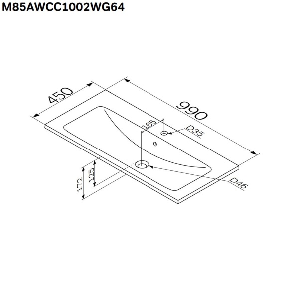 Раковина мебельная прямоугольная Am.Pm X-Joy M85AWCC1002WG64 фарфор цвет белый глянцевый