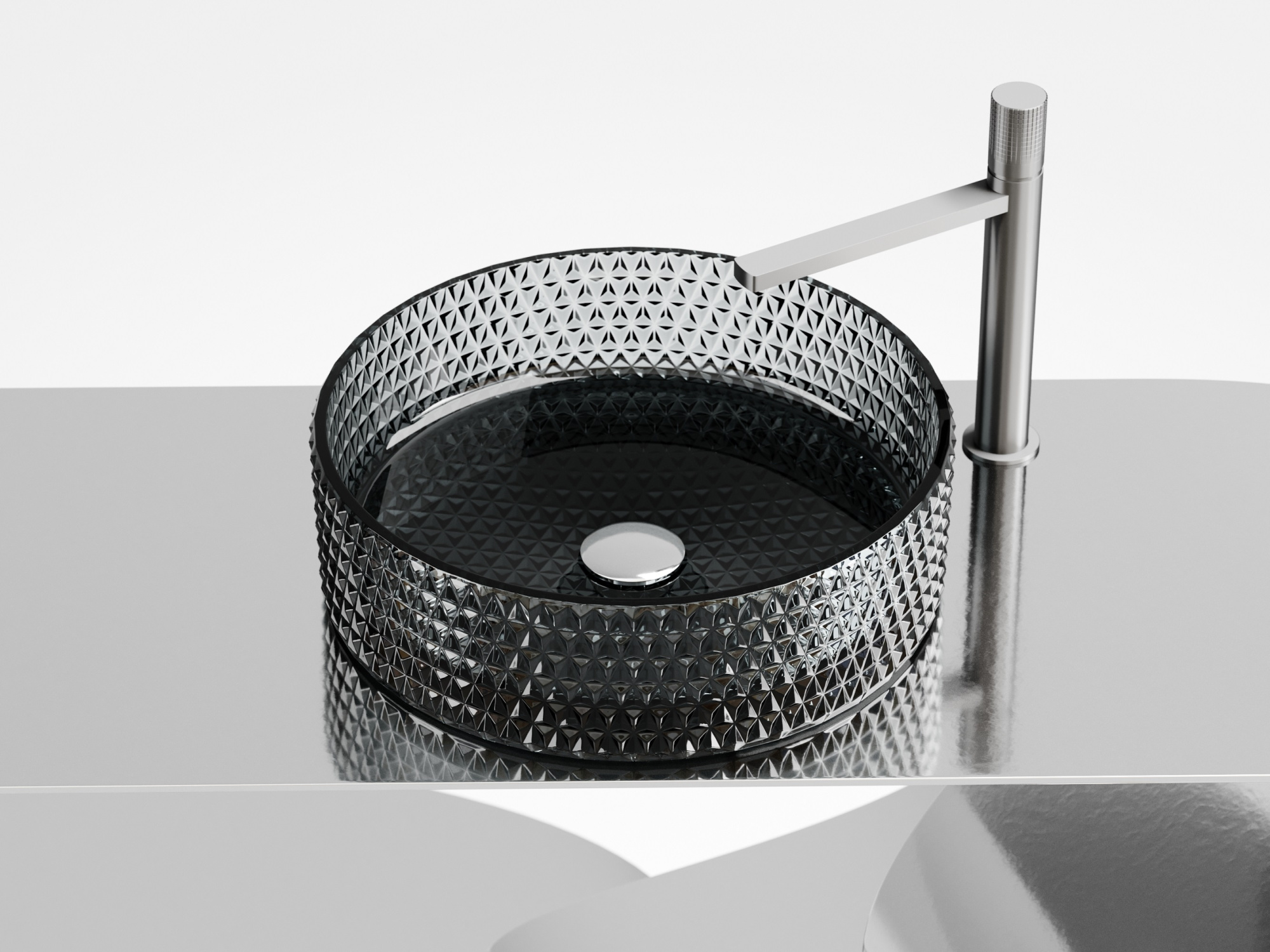 Раковина накладная круглая Ceramica Nova Cristal CN6060 стекло цвет черный