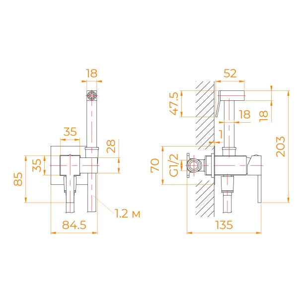Гигиенический душ RGW Shower Panels 581408212-04 встраиваемый в стену черный
