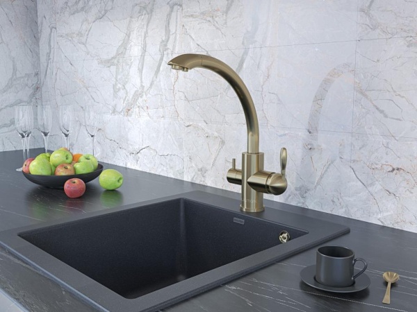 Смеситель для кухни Paulmark Essen Es213001-BR с подключением к фильтру бронза