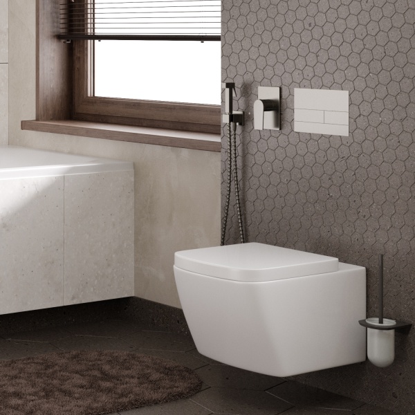 Гигиенический душ Wasserkraft Wiese A84095 встраиваемый в стену оружейная сталь