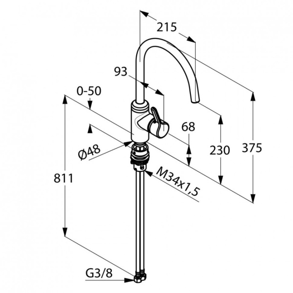 Смеситель для кухни Kludi Bingo star 428579678 без подключения к фильтру нержавеющая сталь