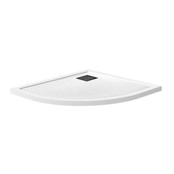 Душевой поддон низкий BelBagno Uno TRAY-MR-UNO-R-90-550-35-W-NO четверть круга литьевой мрамор 90x90 белый