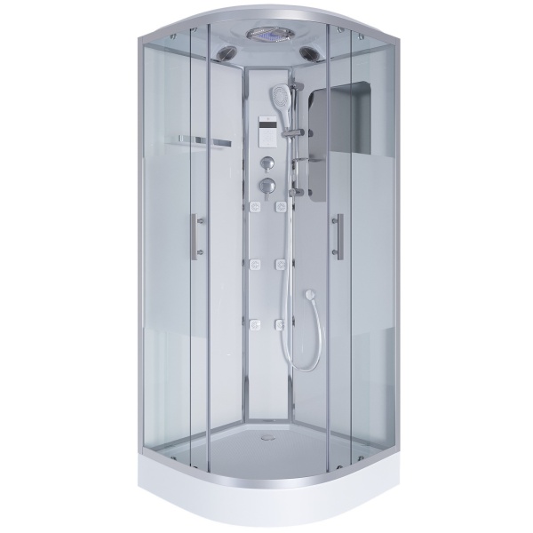 Душевая кабина с крышей Niagara Ultra NG-302-01 четверть круга  100x100 стекла прозрачные с узором, профиль хром