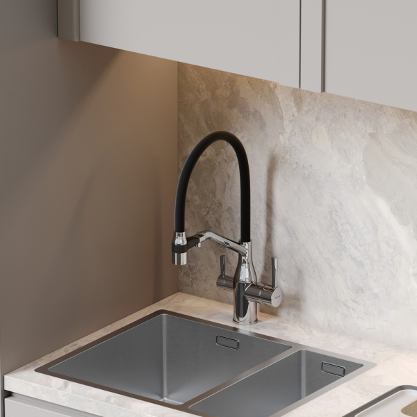 Смеситель для кухни Sancos Orta SC4008CH с подключением к фильтру хром/черный