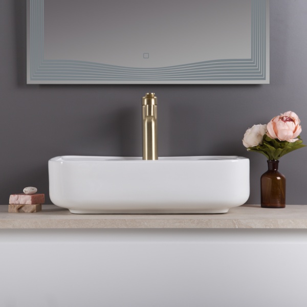 Раковина накладная прямоугольная BelBagno  BB1321 фаянс цвет белый
