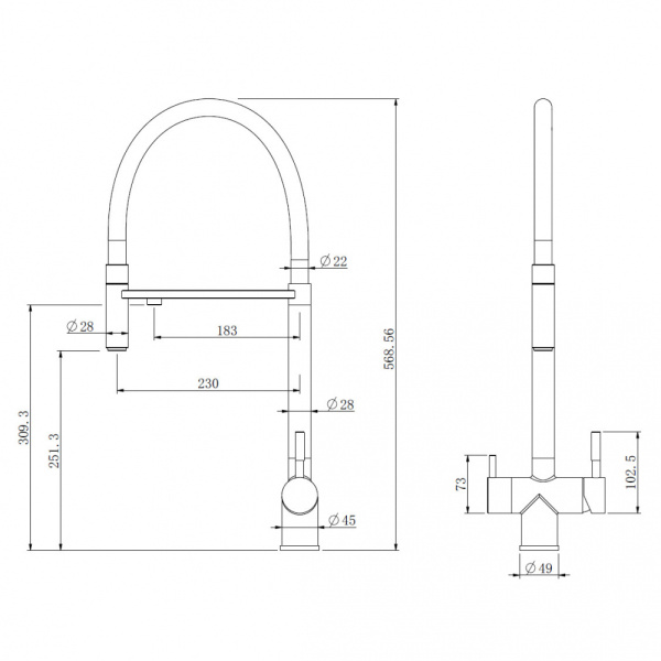 Смеситель для кухни Abber Wasser Kreis AF81141G с подключением к фильтру матовое золото